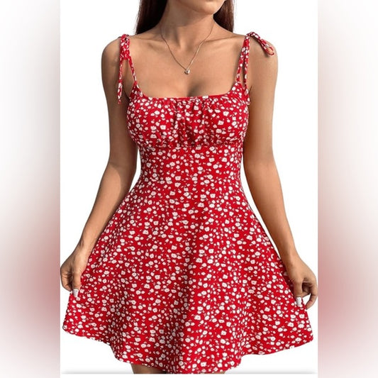 Shein VCay Juniors Shorts Romper Red Floral Size LARGE One Piece