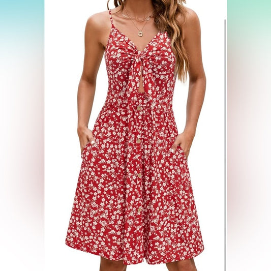 Red and White Spaghetti Strap Sundress