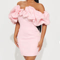 Blush Pink Off-Shoulder Mini Dress
