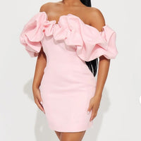 Blush Pink Off-Shoulder Mini Dress