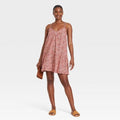 Universal Thread Women's Sleeveless Short Pintuck Dress Pink Floral M