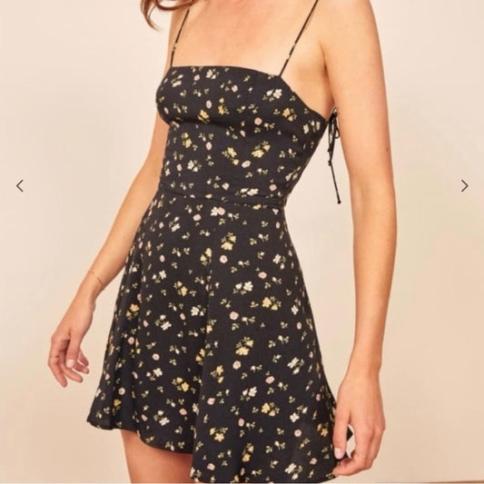 Reformation Black Floral Mini Dress