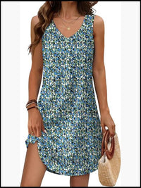 Skin-Friendly Fabric Loose V-Neck Sleeveless Dress Sundress Coverup