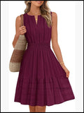 Women's Summer Casual Mini Sundress Sleeveless V-Neck A-Line with Pockets