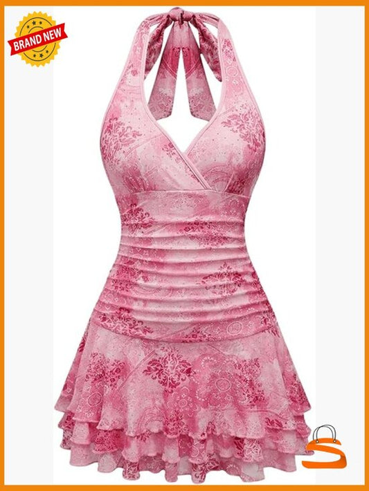 Sequin Halter Backless Mini Dress