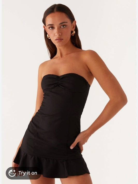 Peppermayo NEW Delmi bustier Black Smocked Mini cocktail Dress LBD