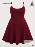 SHEIN Burgundy Spaghetti Strap Fit &amp; Flare Mini Dress