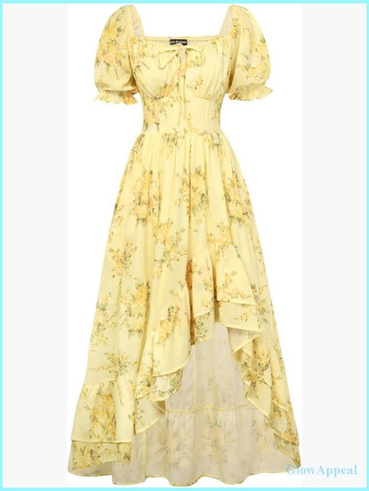 Corset Chiffon Sundress Flowy Maxi Wedding Guest Dress