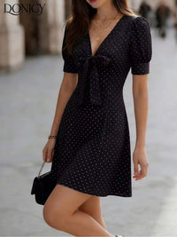 Women’s Polka Dot Chiffon Style Mini Dress - Small