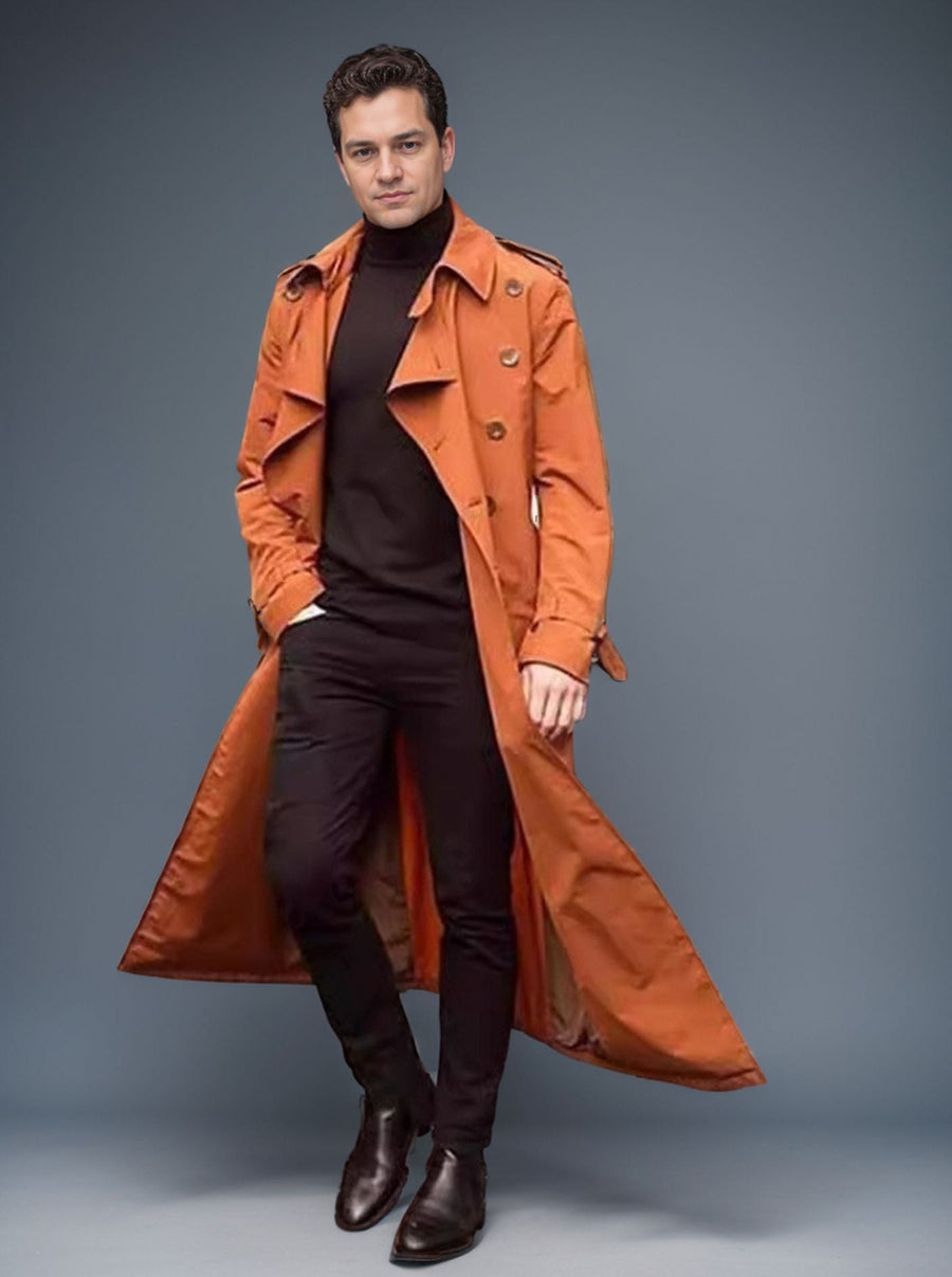 Maarten Elegant Trench Coat with Belted in Orange