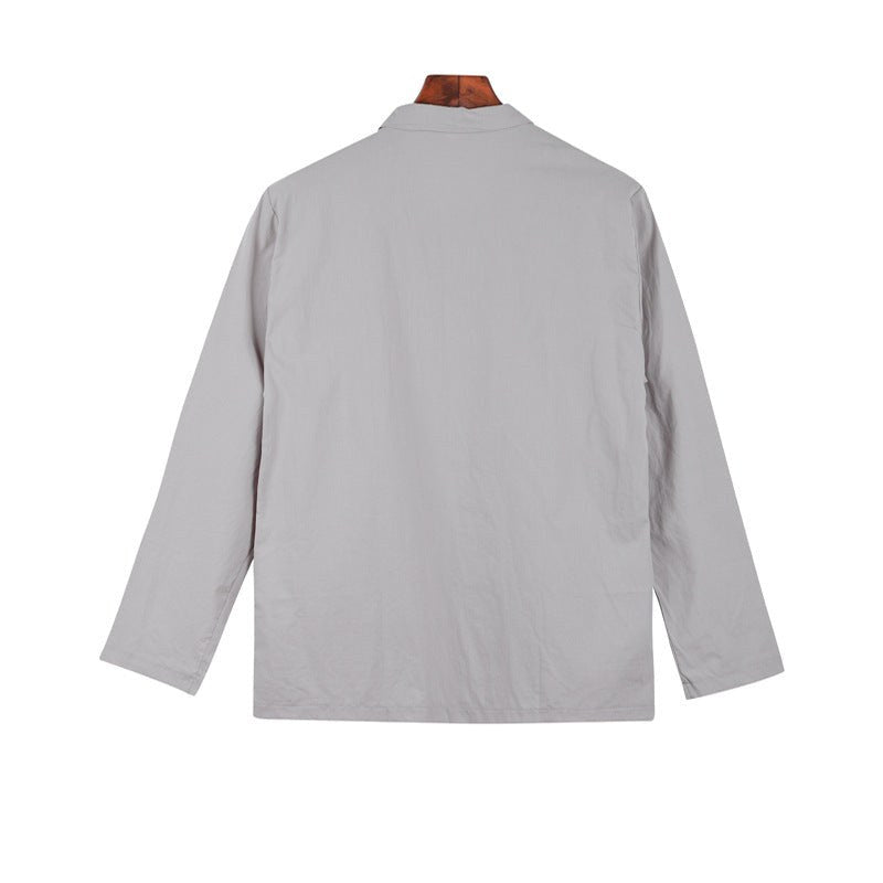 Maarten Linen Jacket with Button Front in Grey