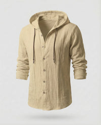 Maarten Linen Shirt with Hood in Apricot