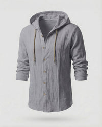 Maarten Linen Shirt with Hood in Grey