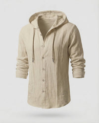 Maarten Linen Shirt with Hood in Khaki