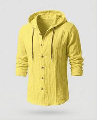 Maarten Linen Shirt with Hood in Yellow