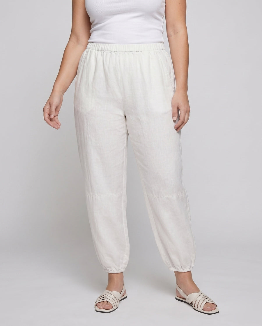 Mabel Airy Linen Trousers with Elastic Waist