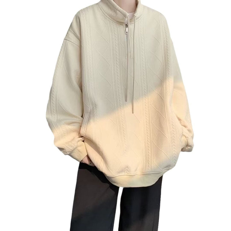 Mabel Casual Sweater with Stand Collar in Black