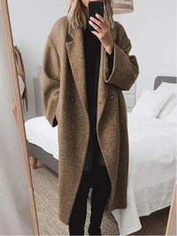 Mabel Elegant Coat with Oversized in Dark Brown