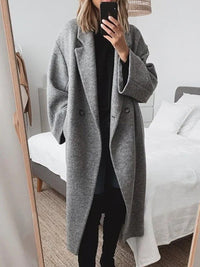 Mabel Elegant Coat with Oversized in Grey