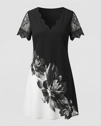 Mabel Elegant Dress in Black and White