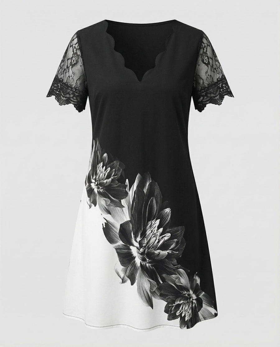 Mabel Elegant Dress in Black and White