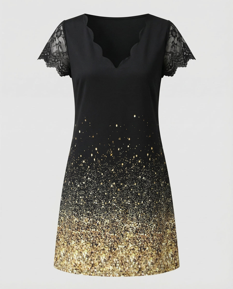 Mabel Elegant Dress in Gold
