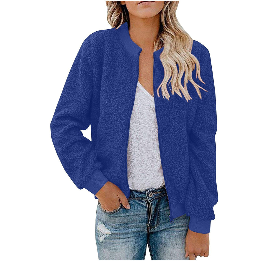 Mabel Jacket with Stand Collar in Blue