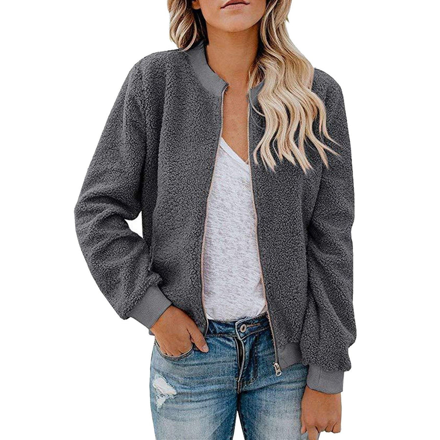 Mabel Jacket with Stand Collar in Grey