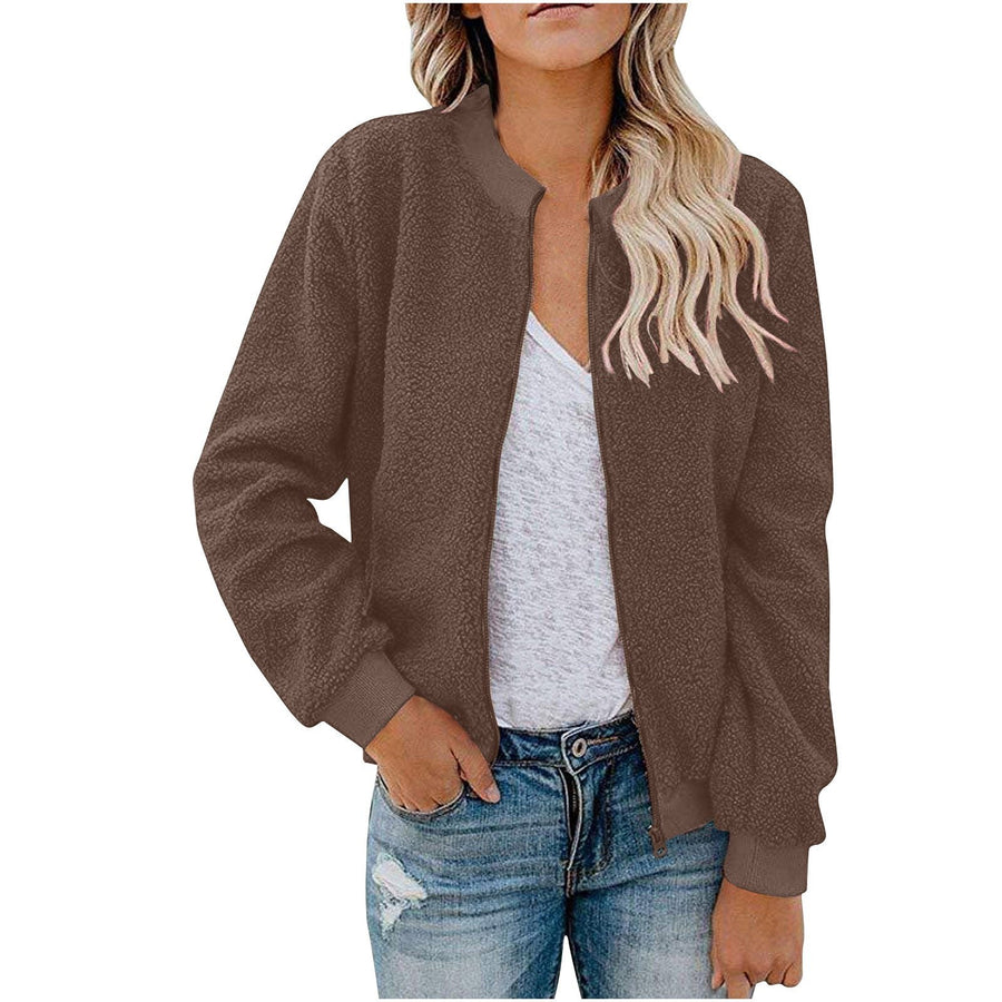 Mabel Jacket with Stand Collar in Khaki