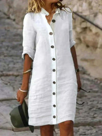 Mabel Linen Dress in White