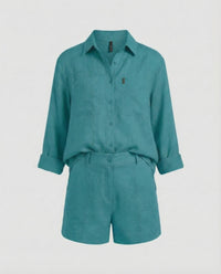 Mabel Linen Shorts with Fitted in Light Blue
