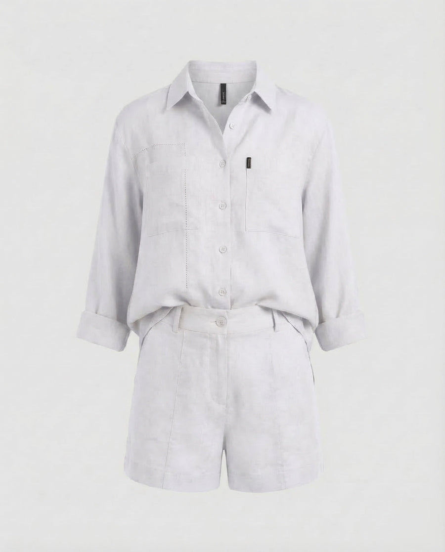 Mabel Linen Shorts with Fitted in White