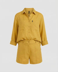 Mabel Linen Shorts with Fitted in Yellow