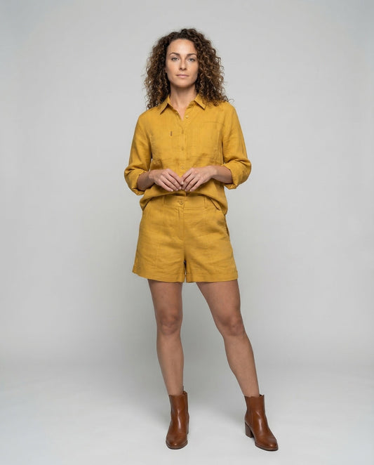 Mabel Linen Shorts with Fitted
