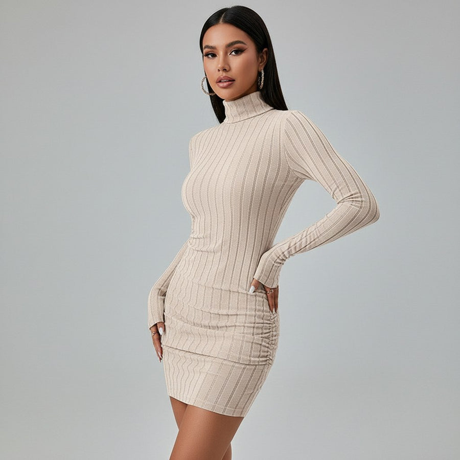 Maddie Mini Sweater Dress in Beige