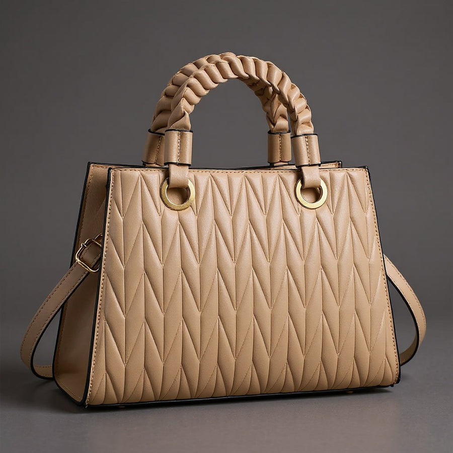 Madeleine Diamond Quilted Handbag in Beige