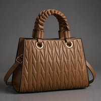 Madeleine Diamond Quilted Handbag in Mocha Brown