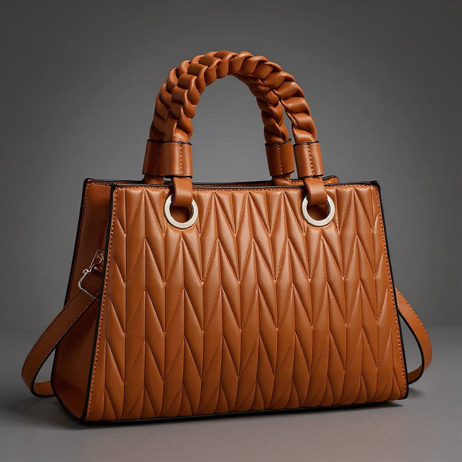 Madeleine Diamond Quilted Handbag in Sienna Brown