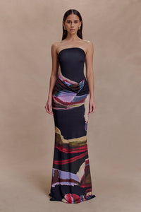 Madison Slinky Strapless Maxi Dress in Chocolate