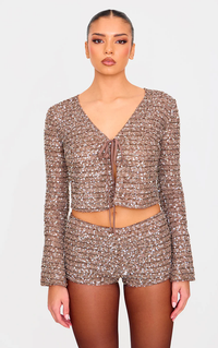 Mady | Textured Sequin Set in Taupe