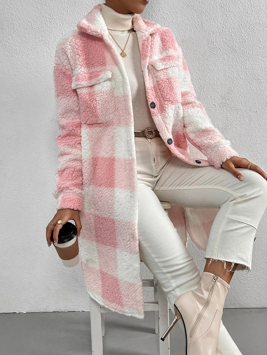 Mae Coat with Button Front in Pink
