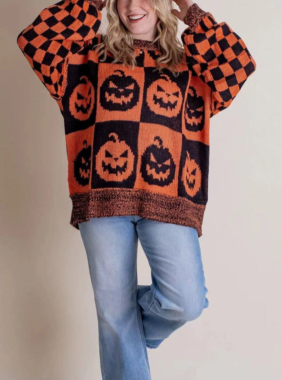 Mae Knit Sweater in Schwarzorange