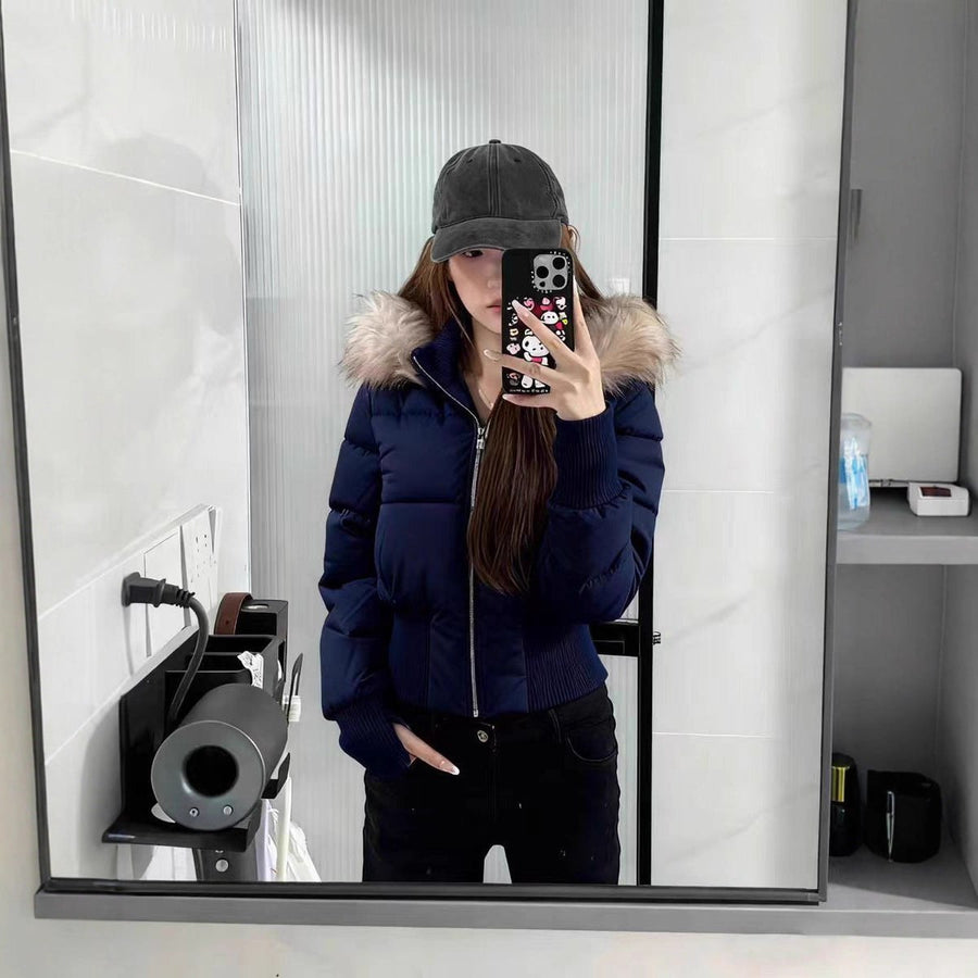 Mae Lightweight Jacket with Hood in Blue