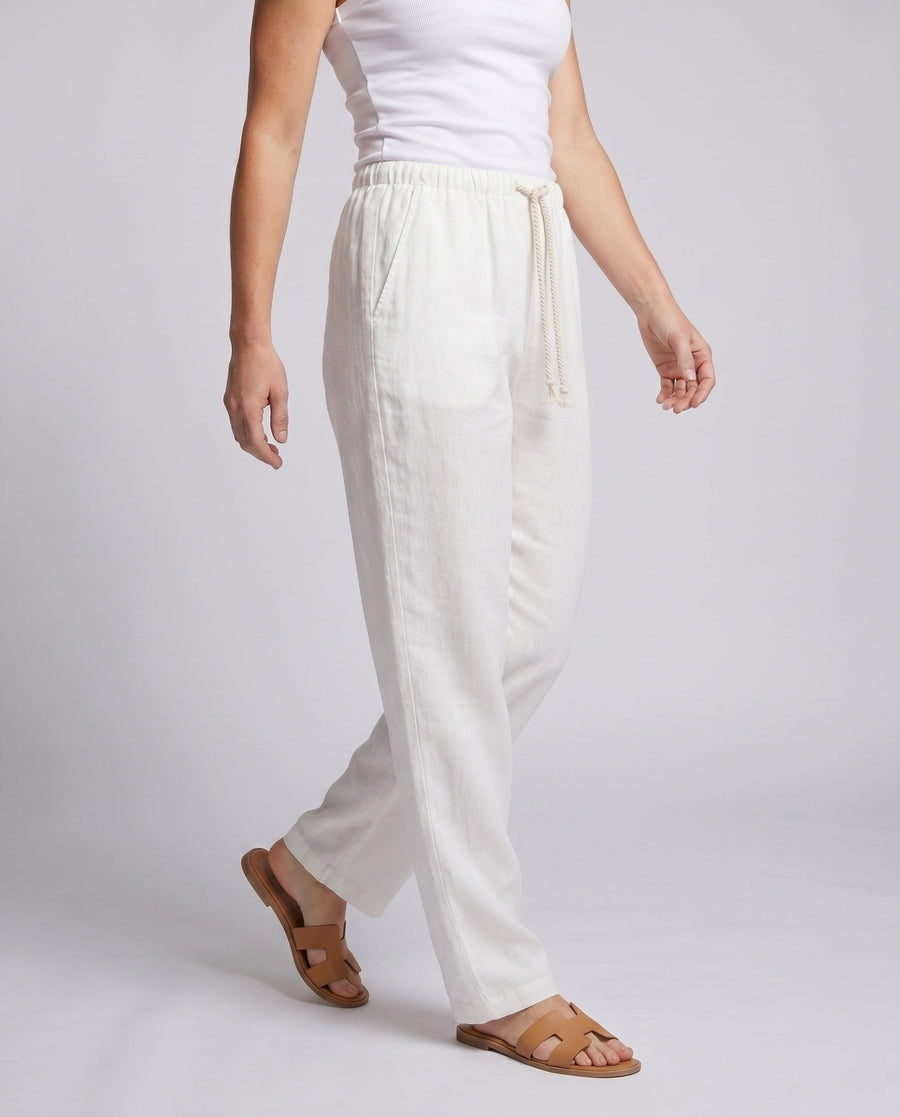 Mae Linen Trousers with Elastic Waist and Pockets