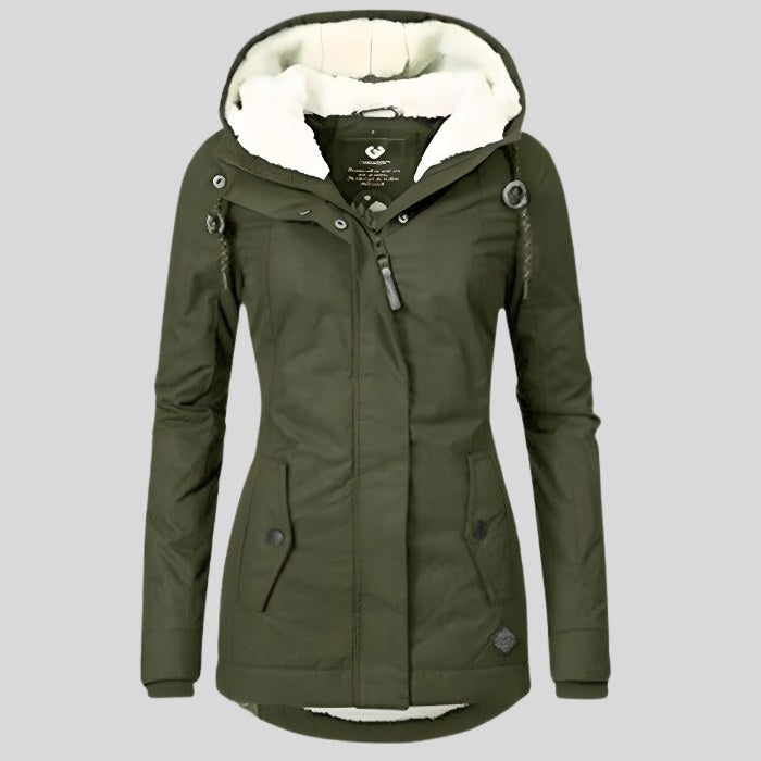 Mae Warm Jacket with Hood in Green