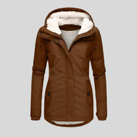 Mae Warm Jacket with Hood in Khaki