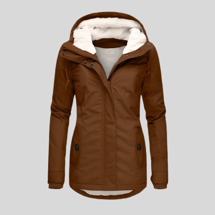 Mae Warm Jacket with Hood in Khaki