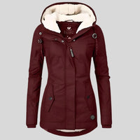 Mae Warm Jacket with Hood in Red