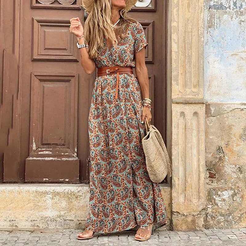 Maeve Boho Dress in Brown