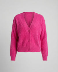 Maeve Cardigan with V-Neck in Magenta